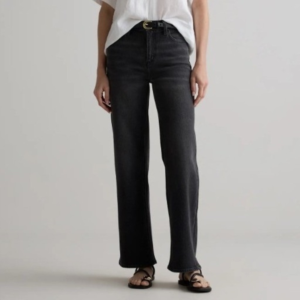 NEW Quince Bella Relaxed Straight Jeans 30x28 Charcoal Black High Rise Casual